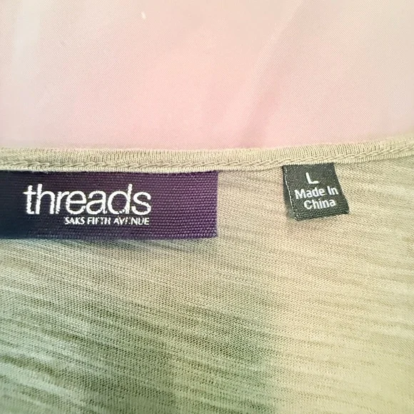 Saks Fifth Avenue 100% Cotton Pleated Sleeveless Olive Green Blouse Large - Picture 4 of 8